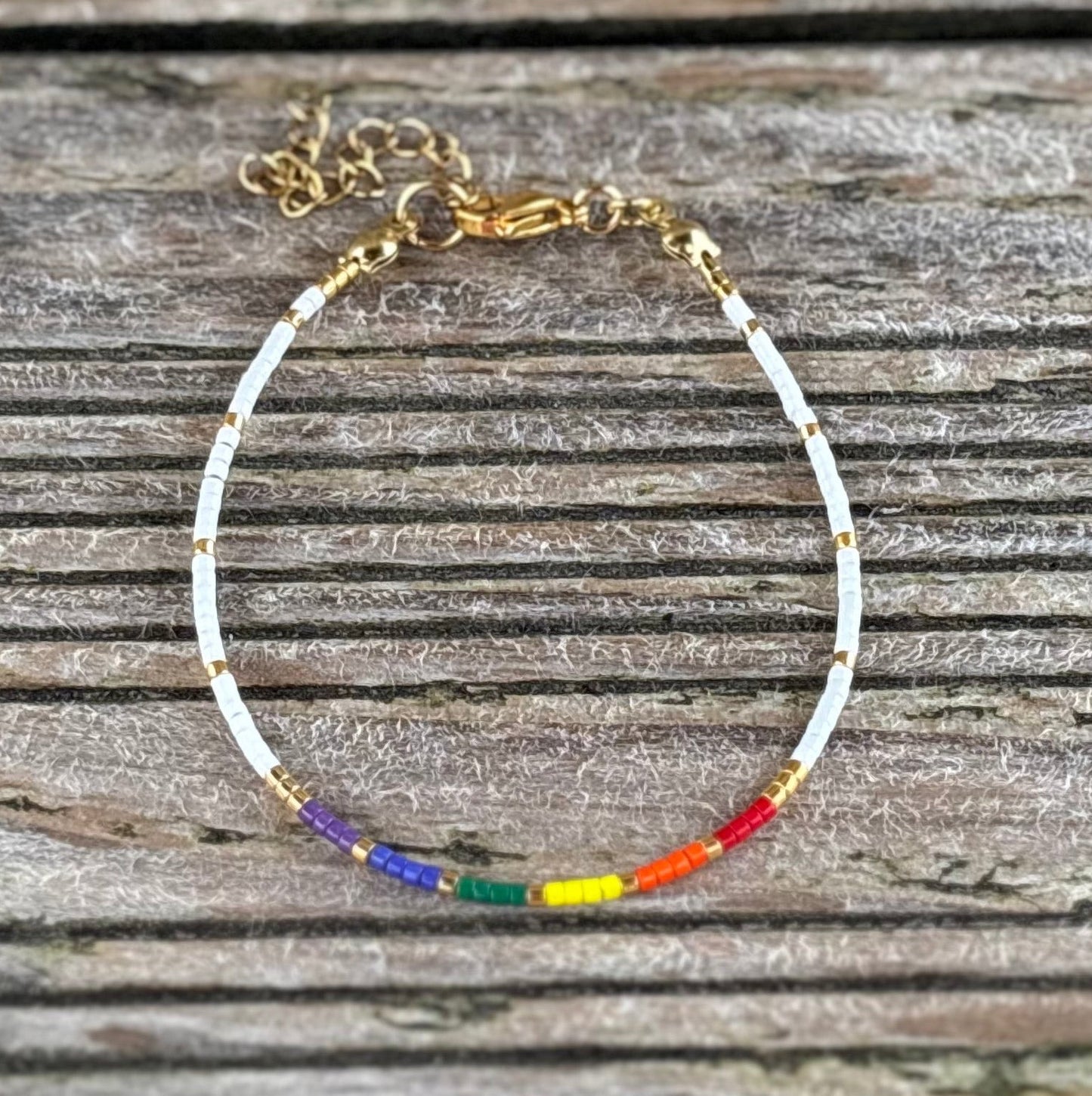 LGBTQ Pride Bracelet - Rainbow Beaded Bracelet