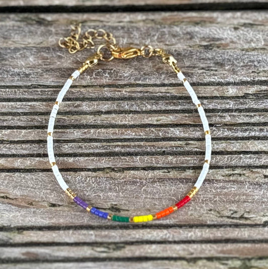 LGBTQ Pride Bracelet - Rainbow Beaded Bracelet