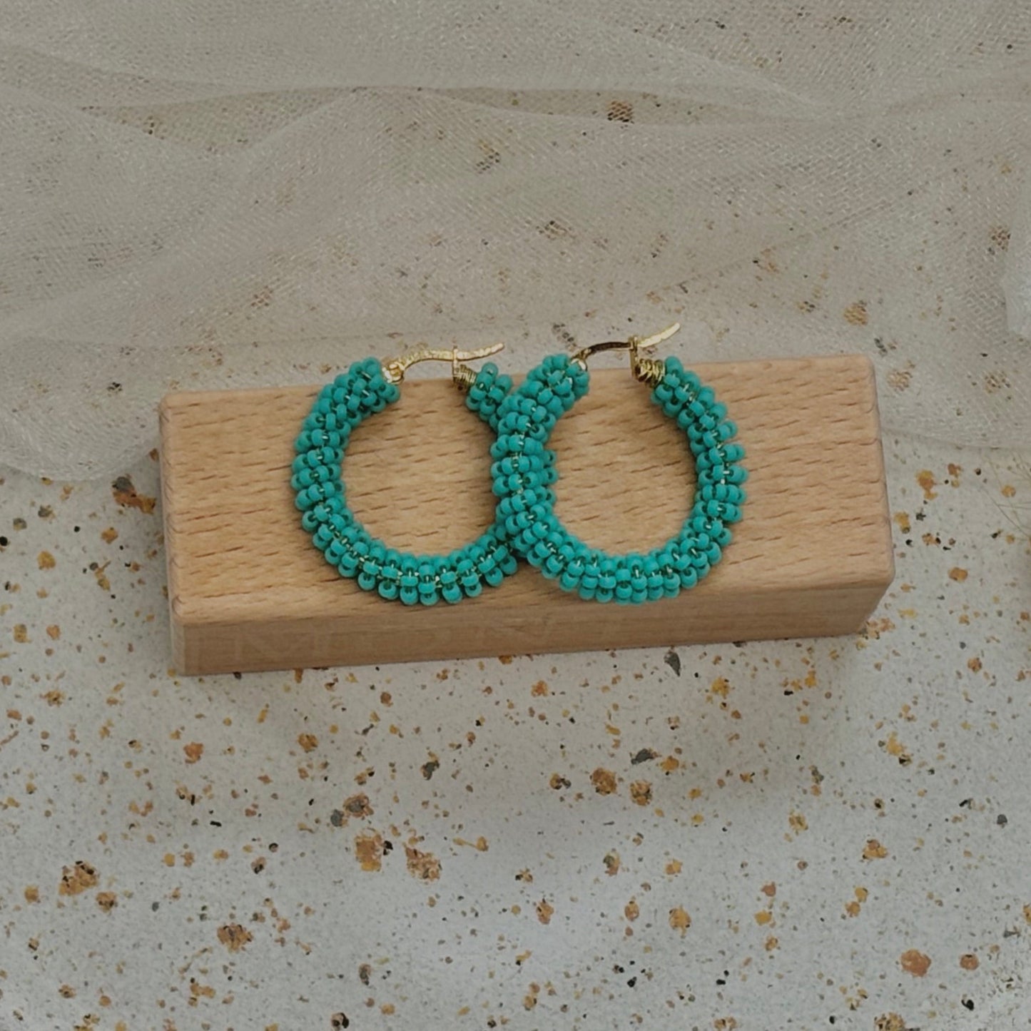 Beaded wrap hoop earring