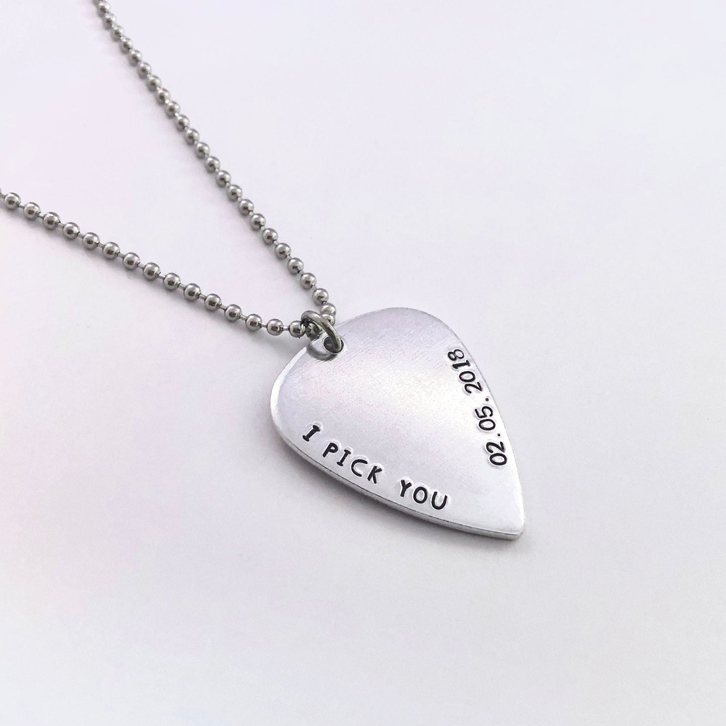 Custom Personalised Guitar Pick Necklace - I Pick You Plectrum Date Necklace