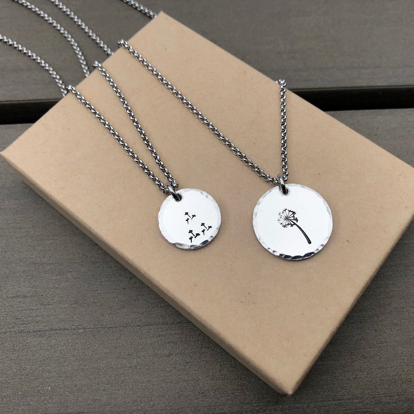 Mother Daughter Dandelion Fluff Necklace Set