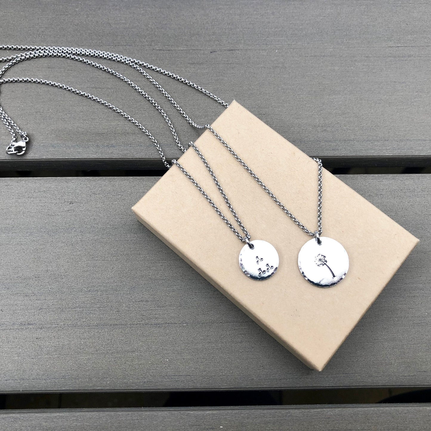 Mother Daughter Dandelion Fluff Necklace Set