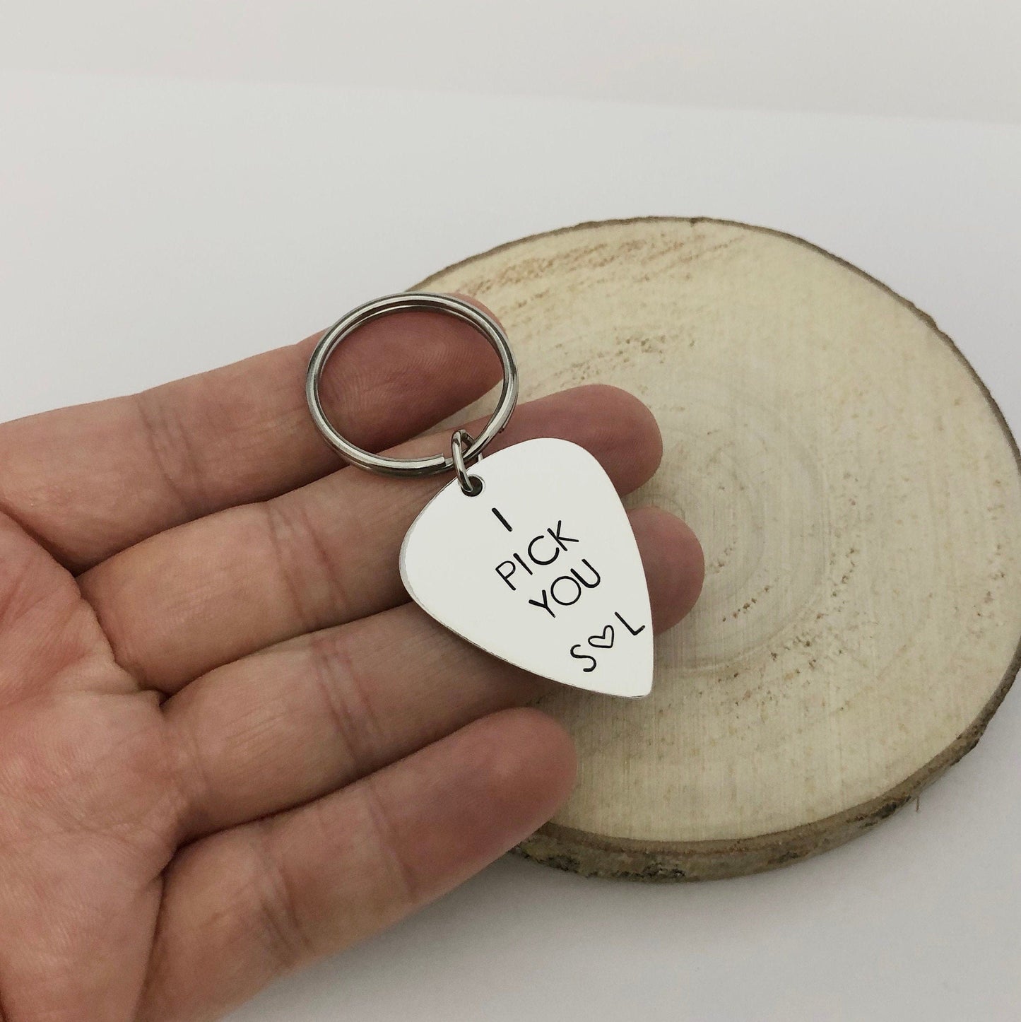 Personalized Guitar Pick Keychain: 'I Pick You' Initials, Musician Gift