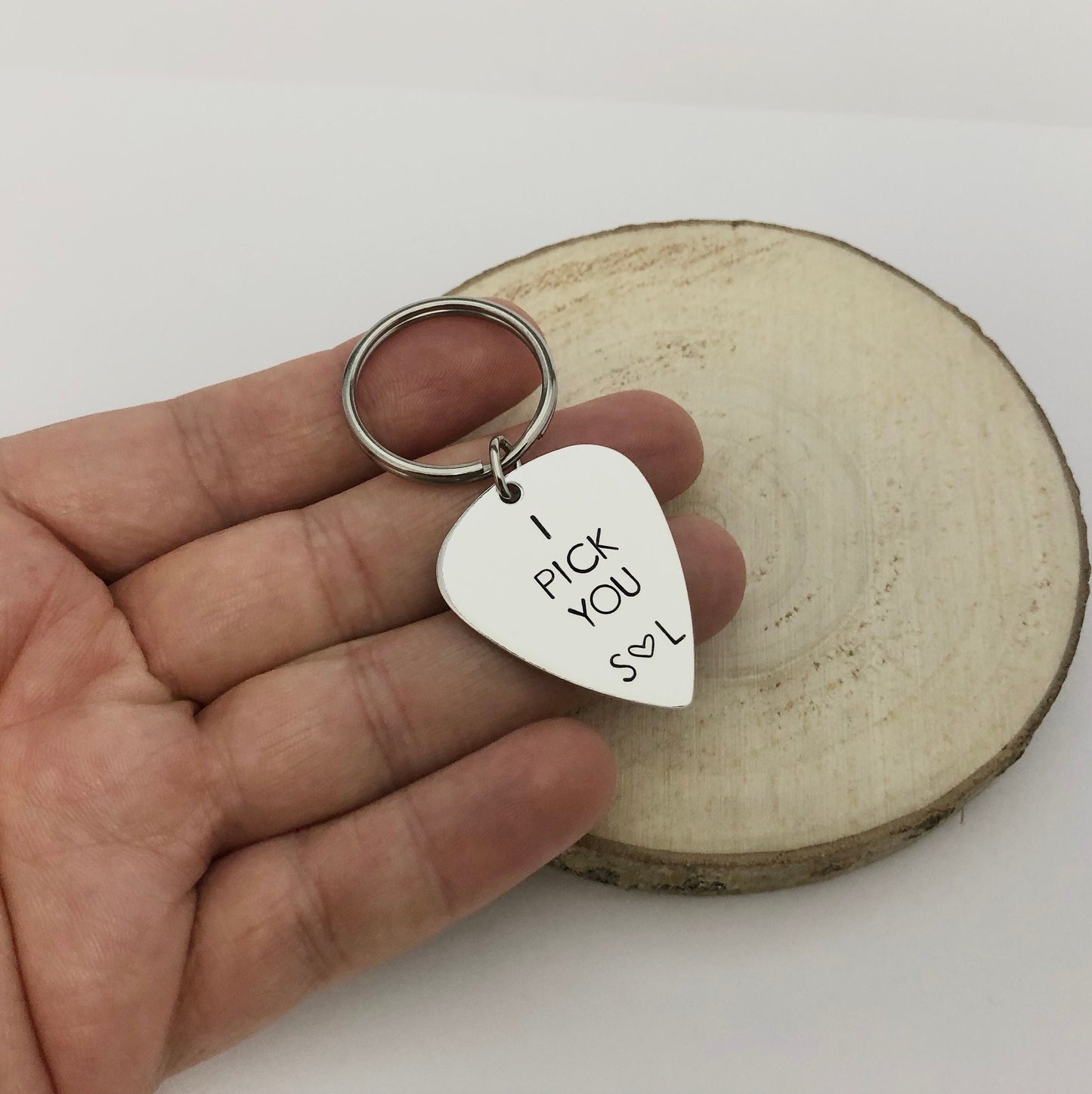 I Pick You Plectrum Initials Keychain