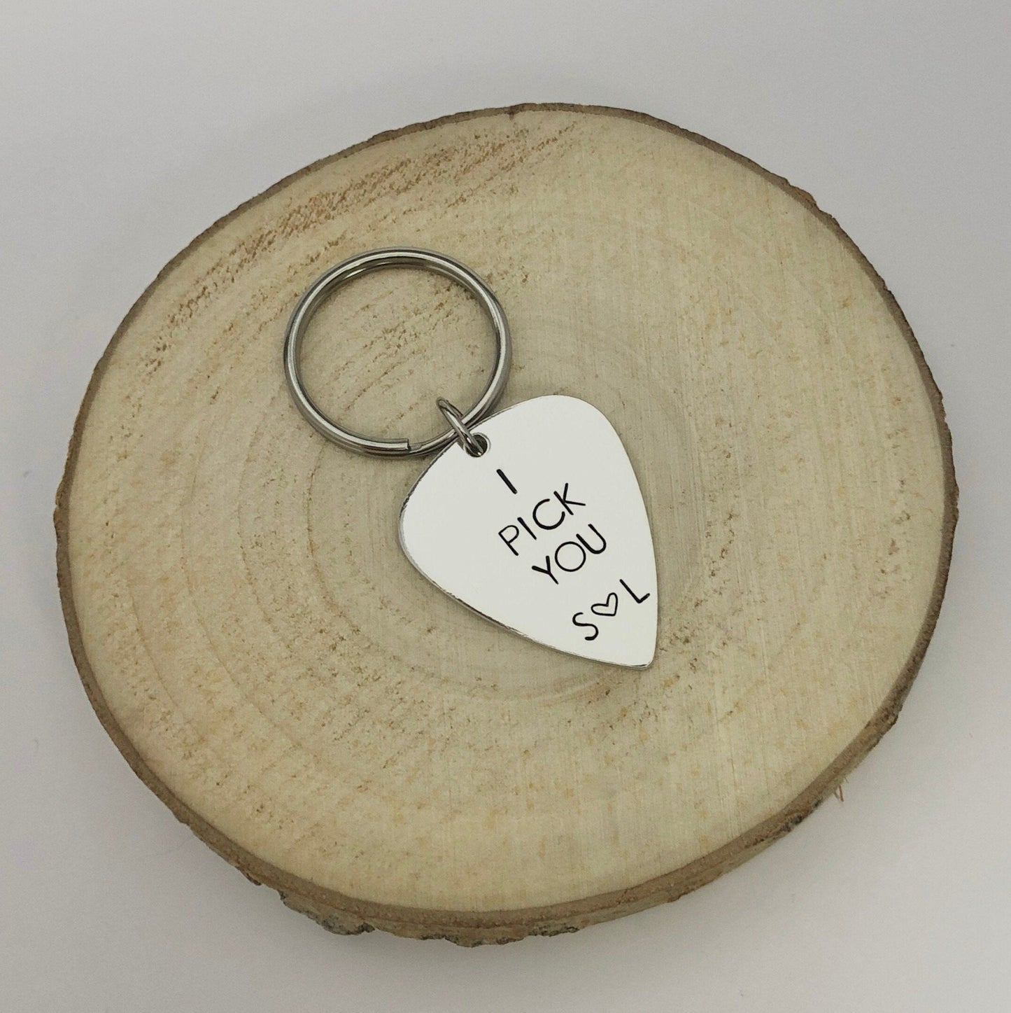 Personalized Guitar Pick Keychain: 'I Pick You' Initials, Musician Gift