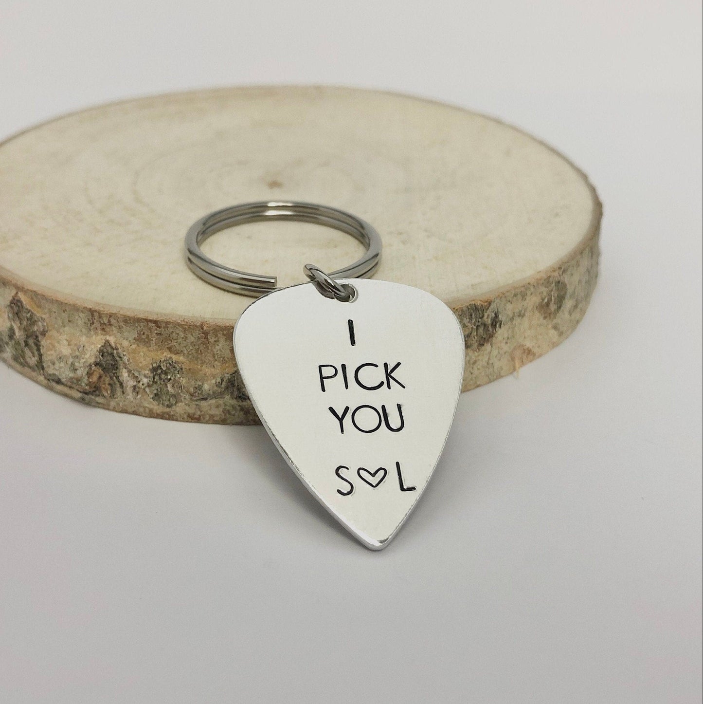 Personalized Guitar Pick Keychain: 'I Pick You' Initials, Musician Gift