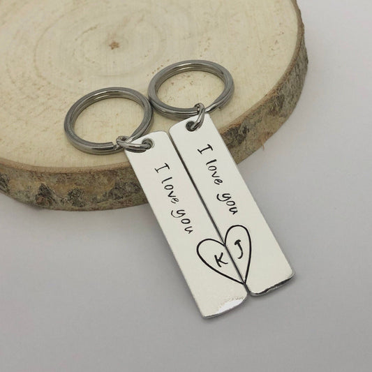 I Love You Keychain set With Initials