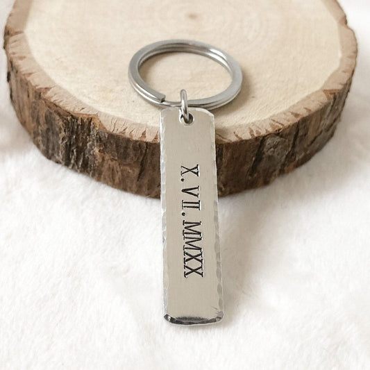Roman Numerals Date Keychain