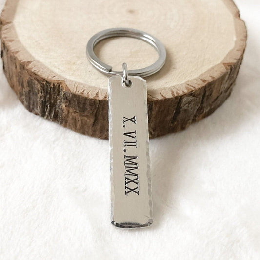 Roman Numerals Date Keychain