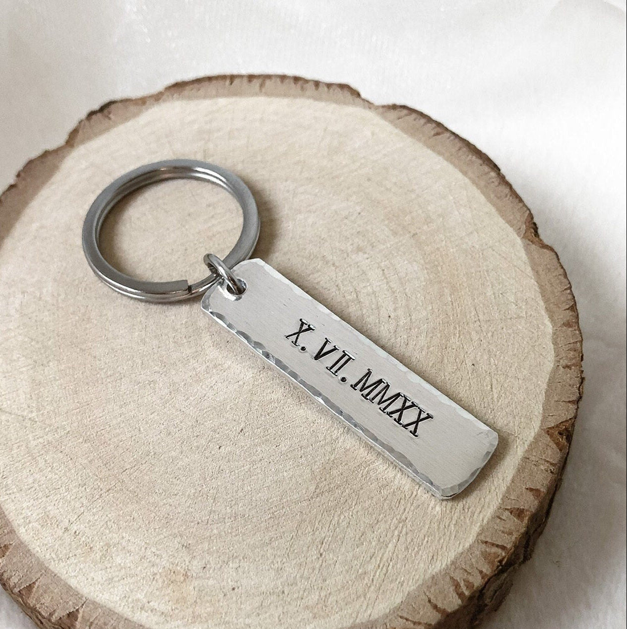 Roman Numerals Date Keychain