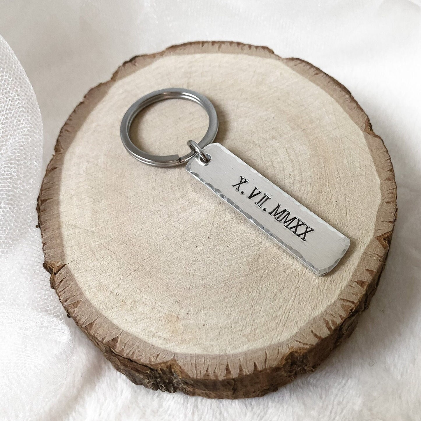 Roman Numerals Date Keychain