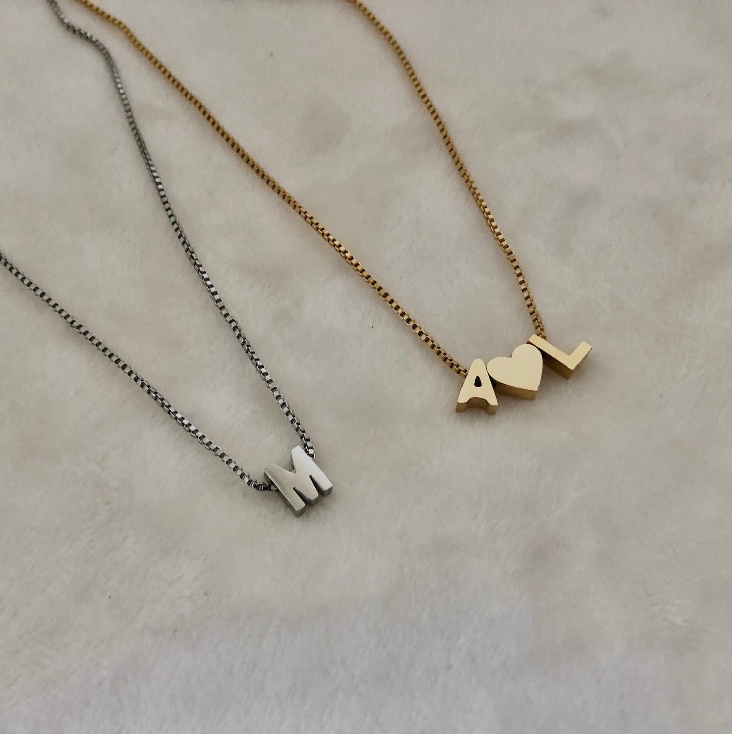 Stainless Steel Initial Necklace - Gold or Silver Finish