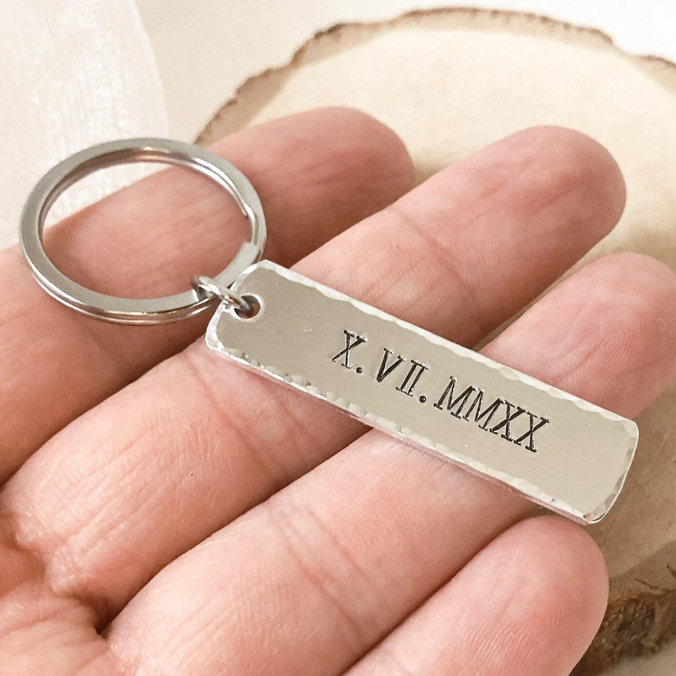 Roman Numerals Date Keychain