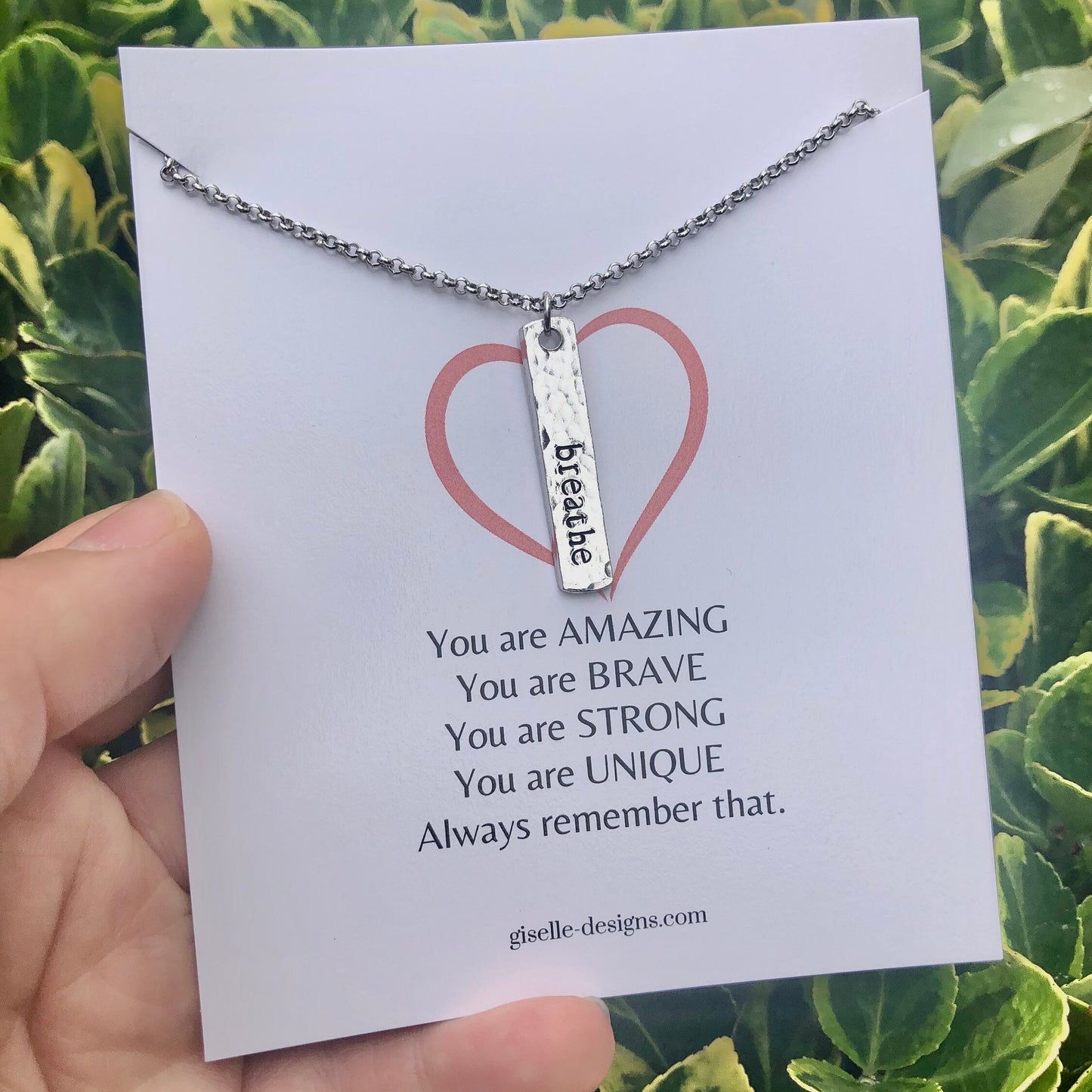 Breathe necklace - You are Amazing, You are Brave, You are Strong Card