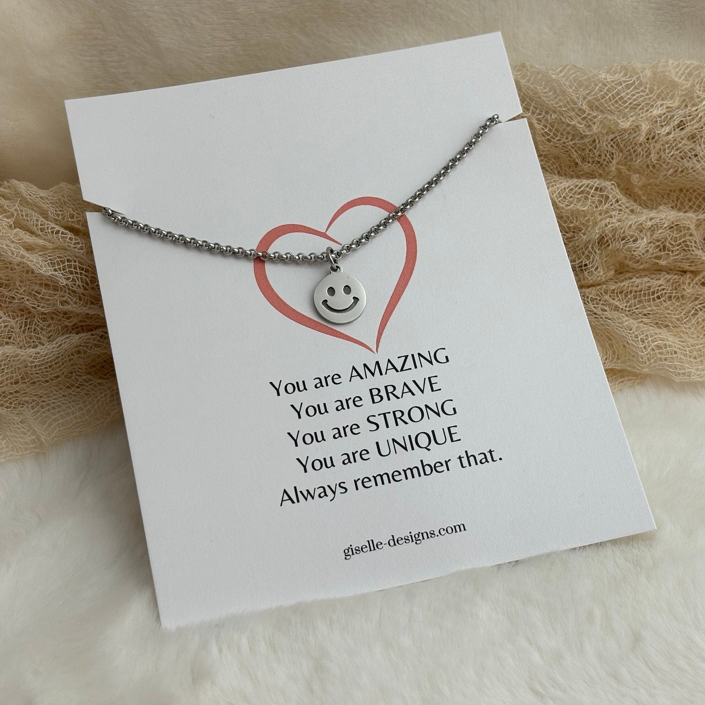 Stainless Steel Happy Face Necklace: Dainty Smile Jewelry