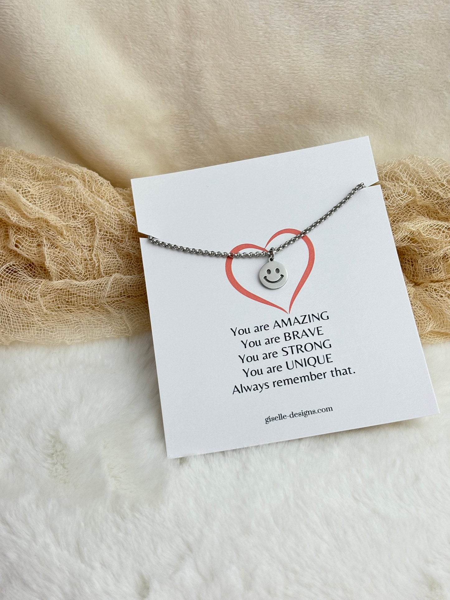 Stainless Steel Happy Face Necklace: Dainty Smile Jewelry