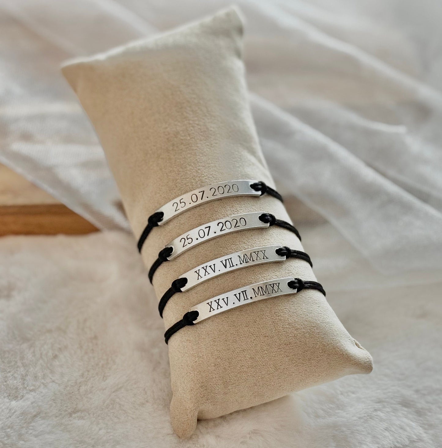 Personalized Roman Numeral Couple Bracelets