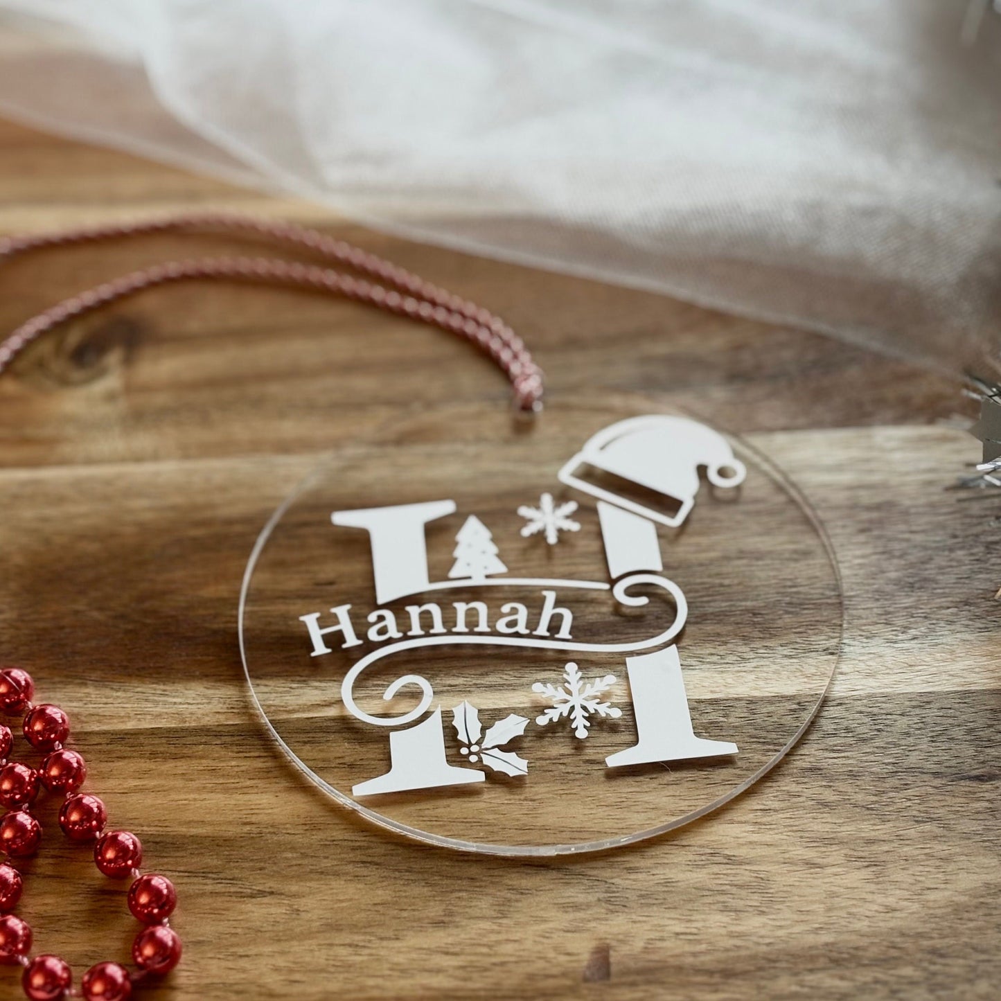 Personalized Acrylic Christmas Ornament: Name Xmas Bauble