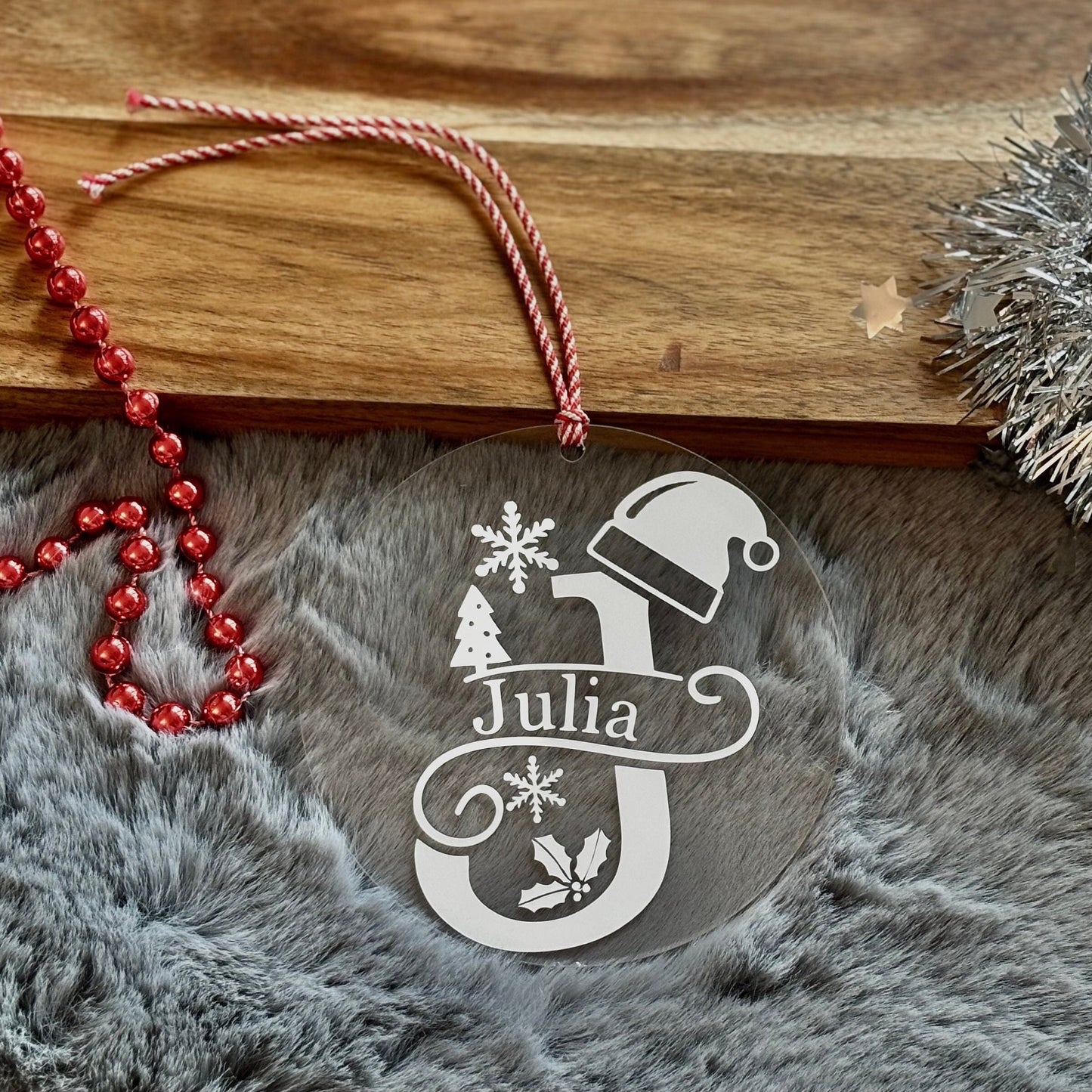 Personalized Acrylic Christmas Ornament: Name Xmas Bauble