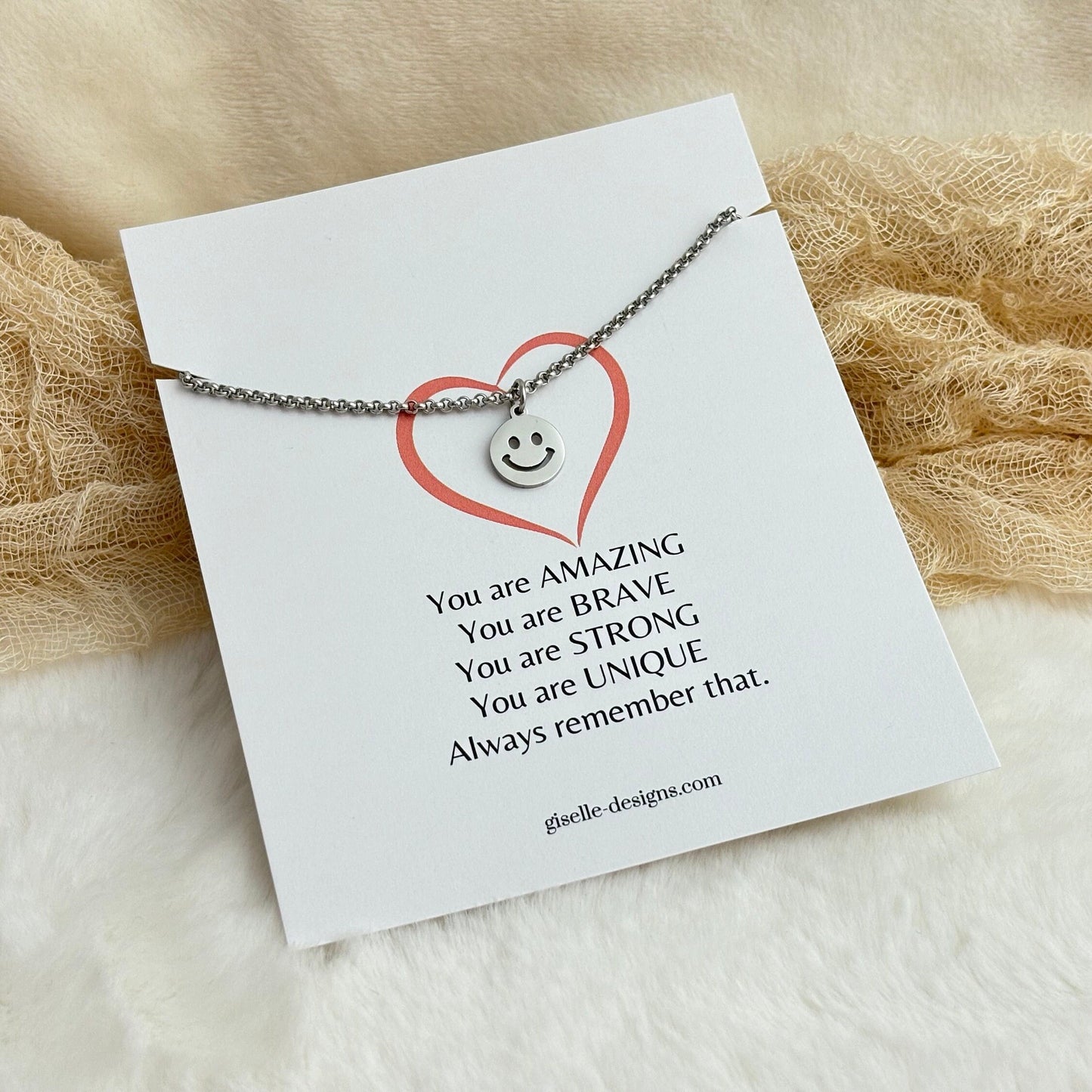 Stainless Steel Happy Face Necklace: Dainty Smile Jewelry