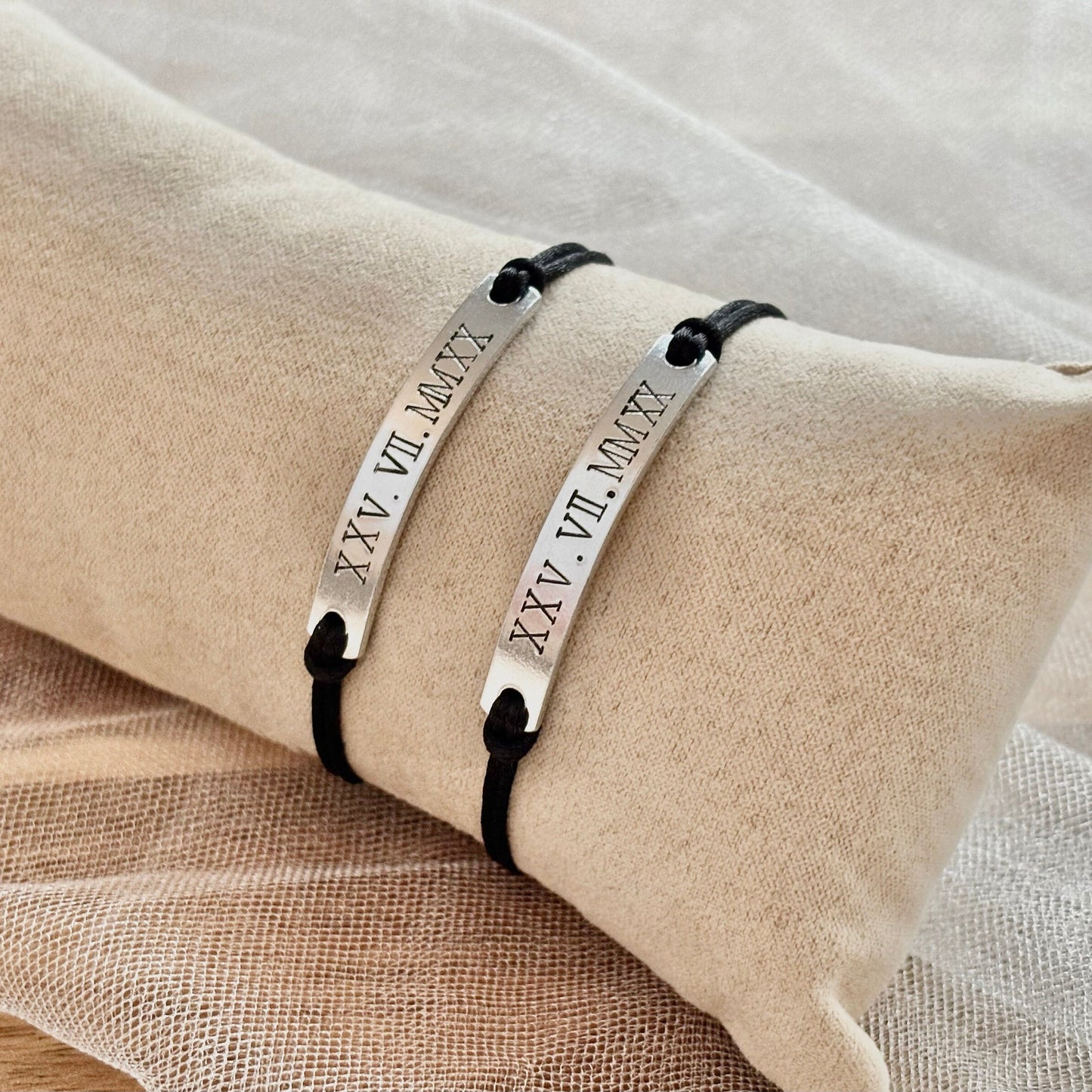 Personalized Roman Numeral Couple Bracelets