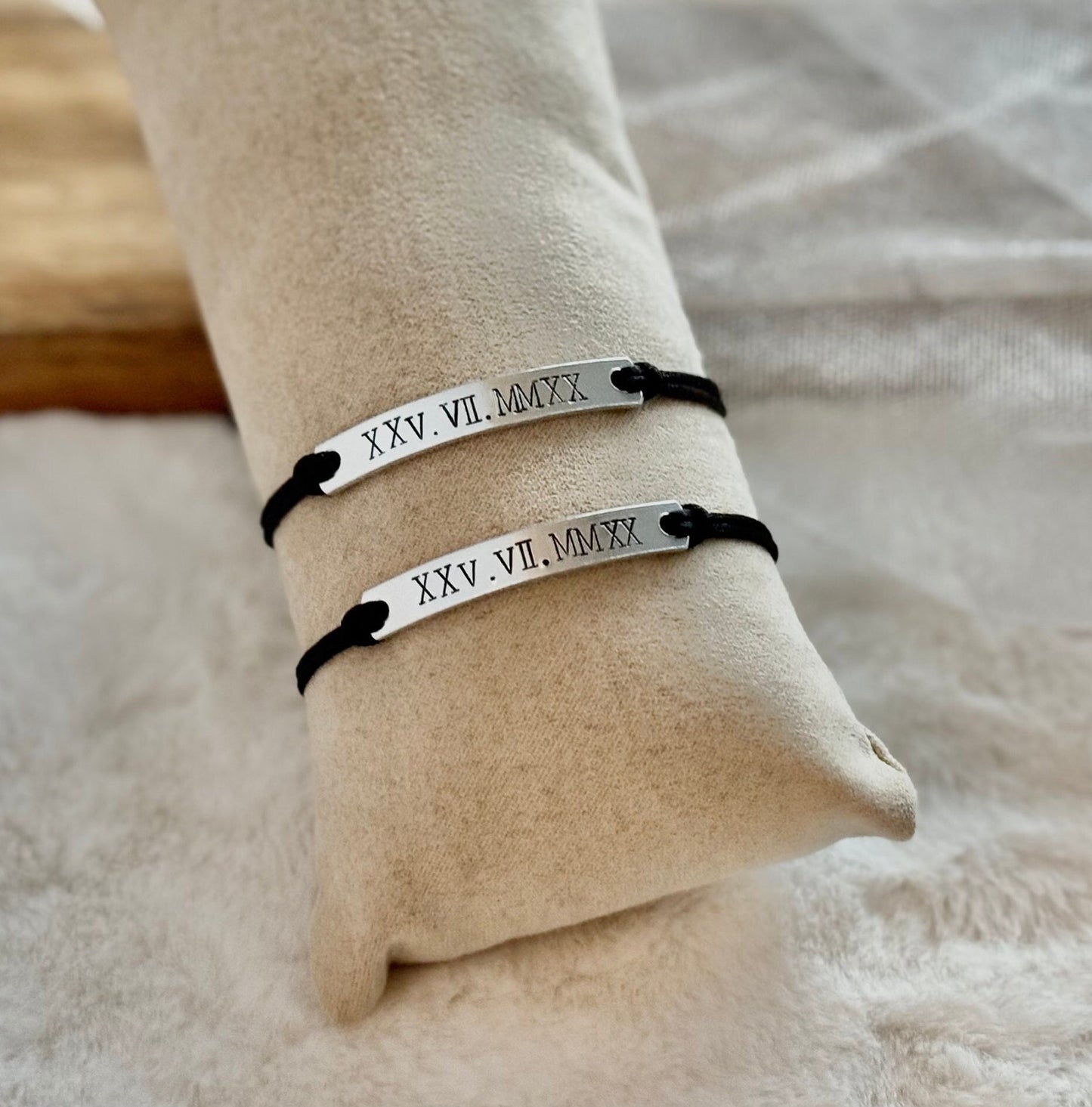 Personalized Roman Numeral Couple Bracelets