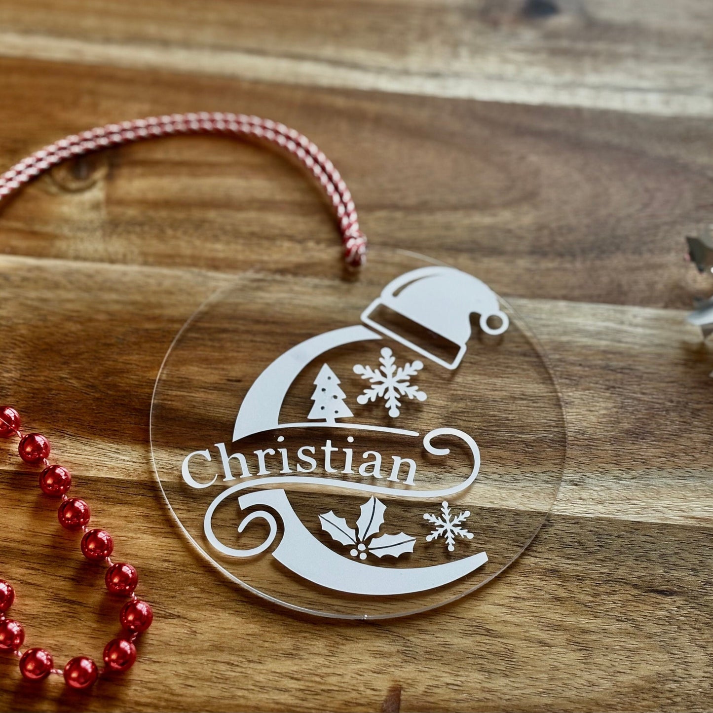 Personalized Acrylic Christmas Ornament: Name Xmas Bauble