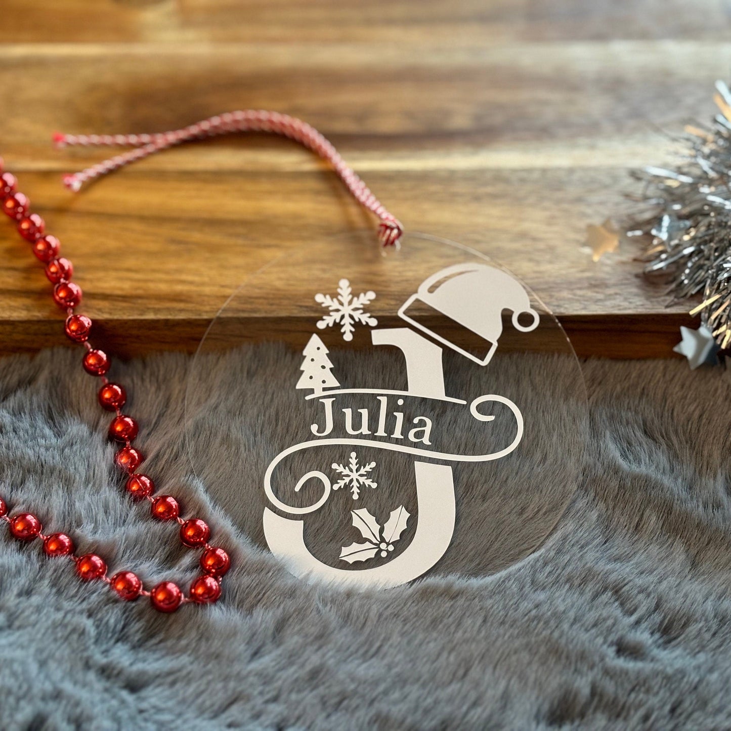 Personalized Acrylic Christmas Ornament: Name Xmas Bauble