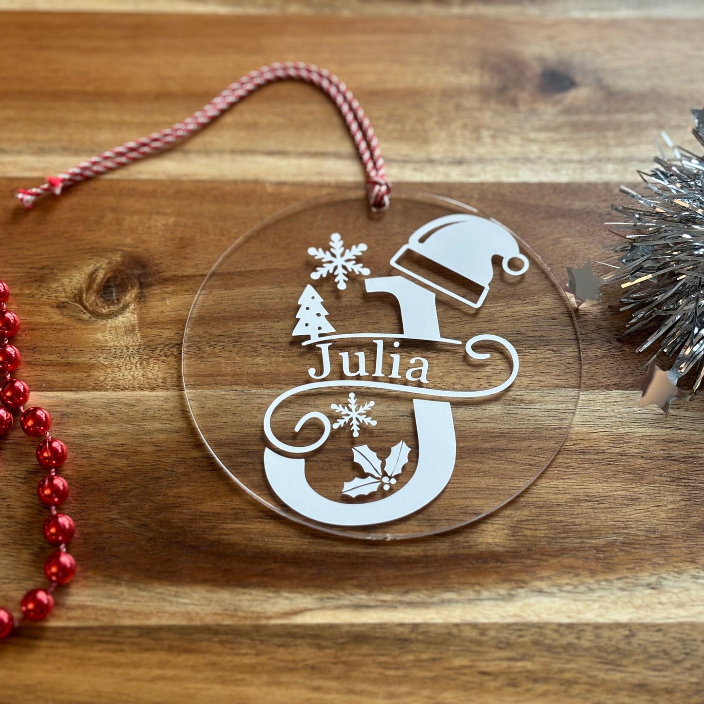 Personalized Acrylic Christmas Ornament: Name Xmas Bauble