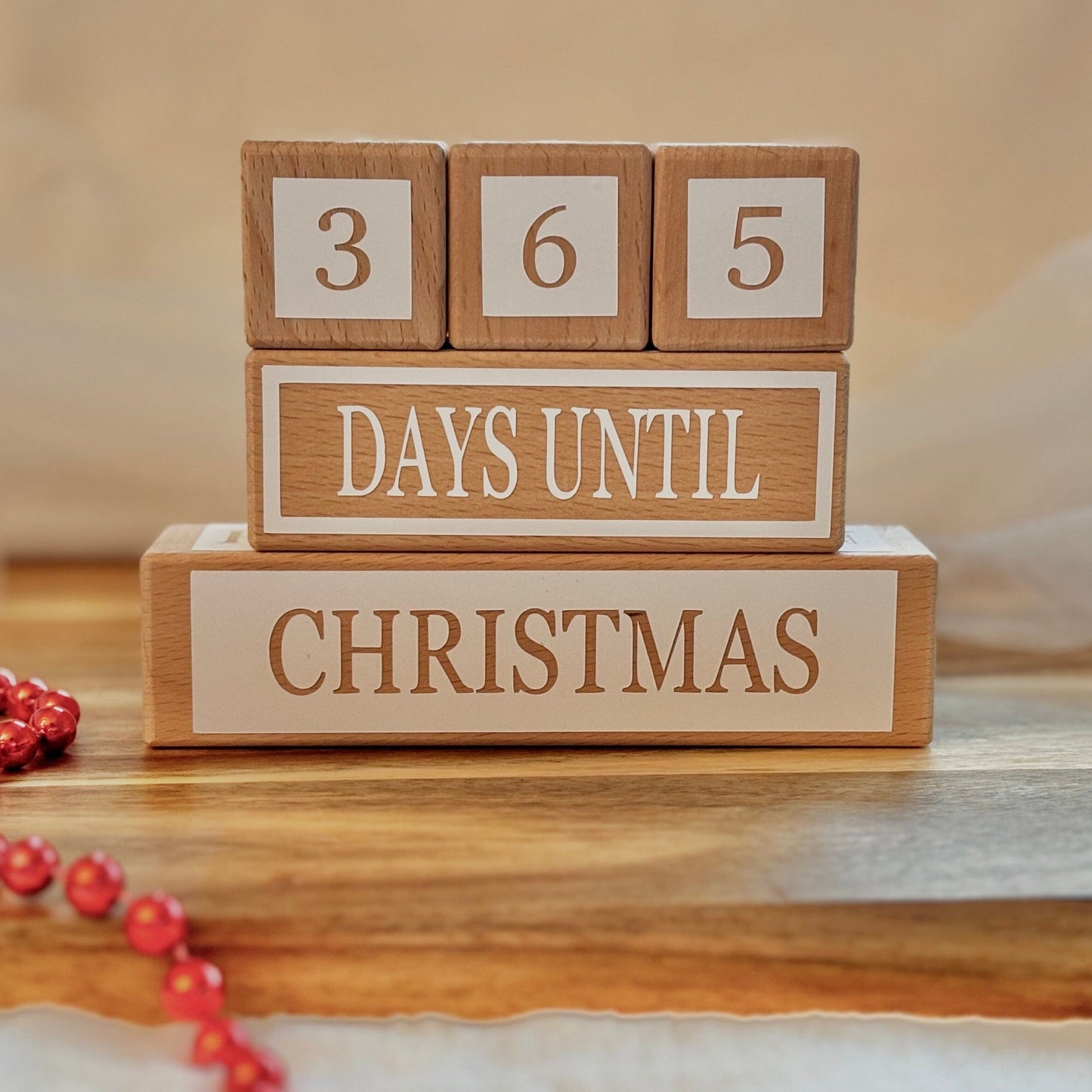 Countdown until Christmas Wooden Calendar Block