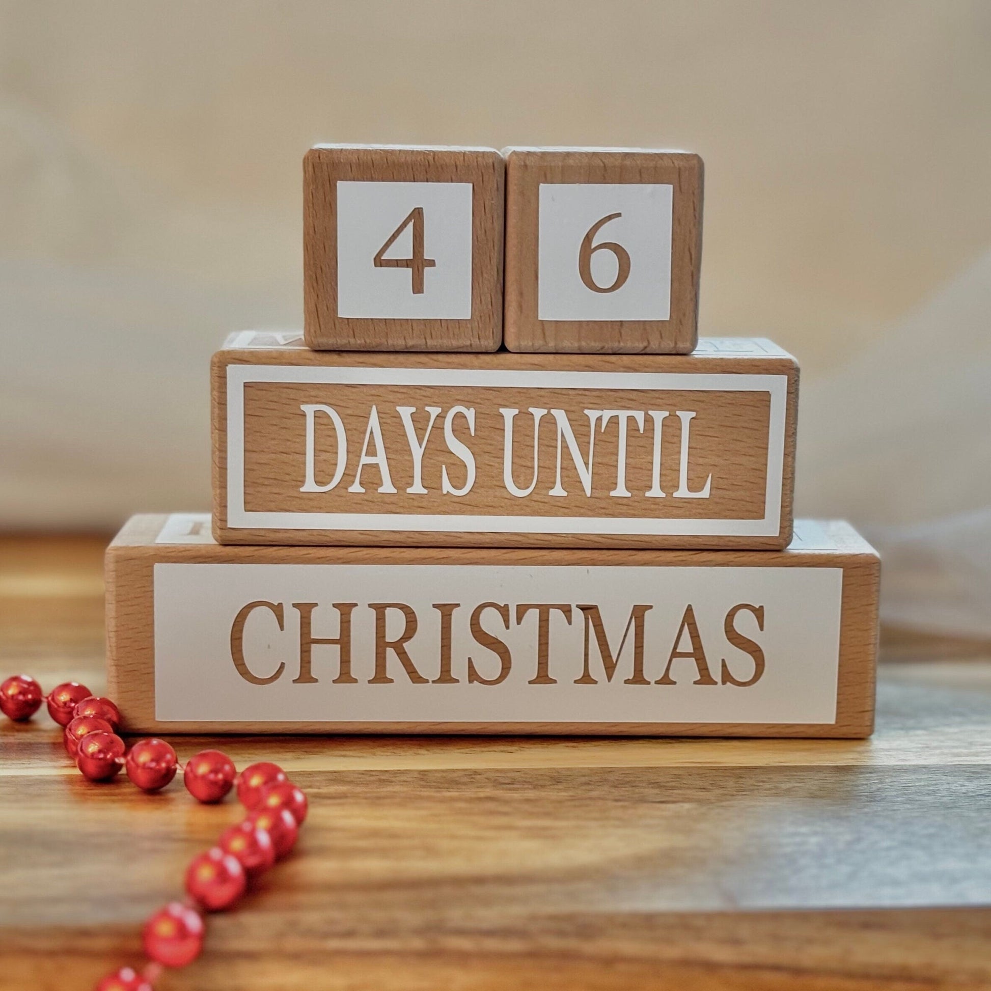 Countdown to Christmas Wooden Calendar Blocks Holiday decor Christmas