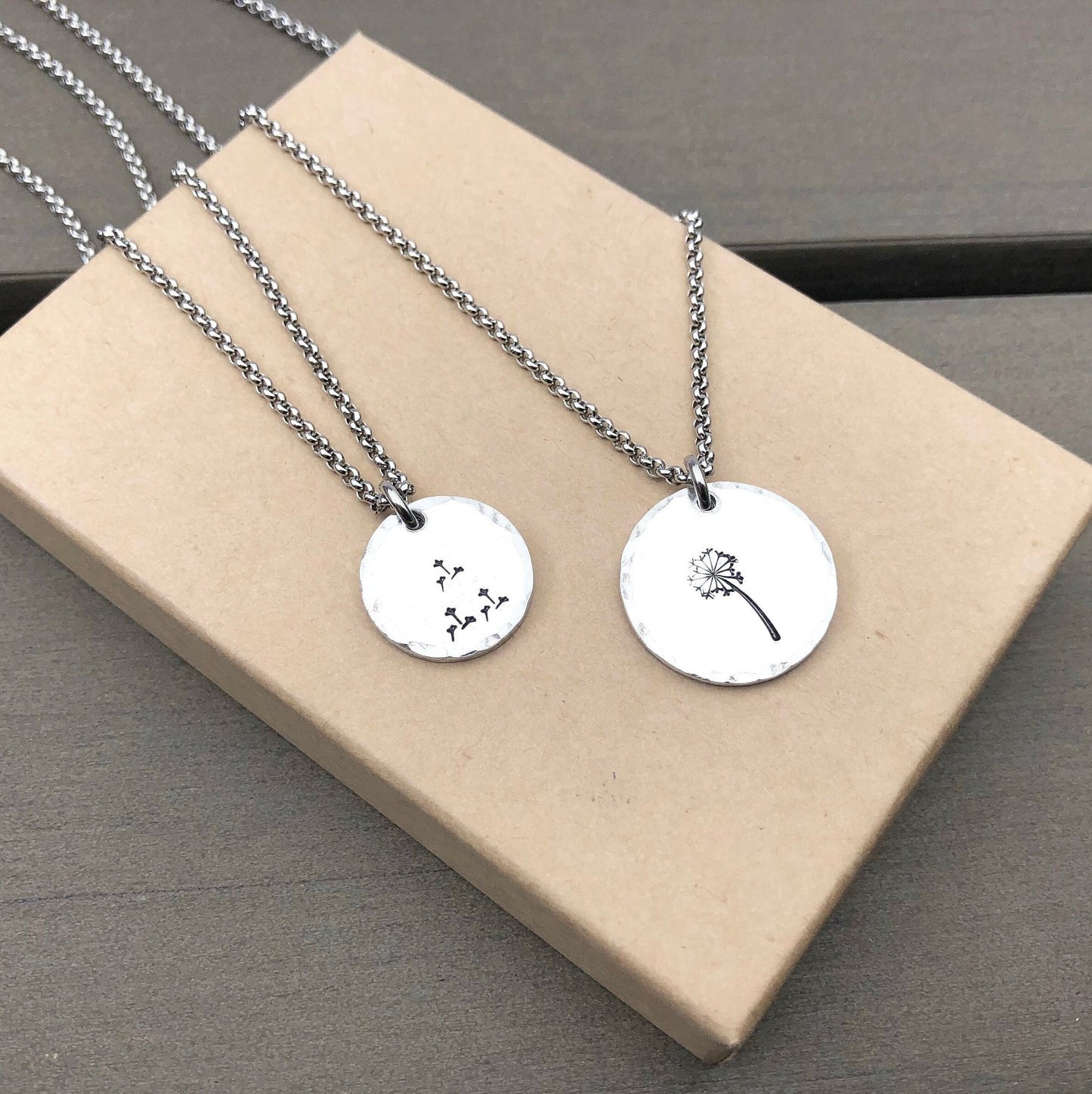 Mother Daughter Dandelion Fluff Necklace Set