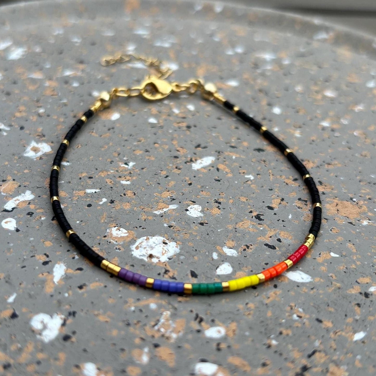 LGBTQ Pride Bracelet - Rainbow Beaded Bracelet