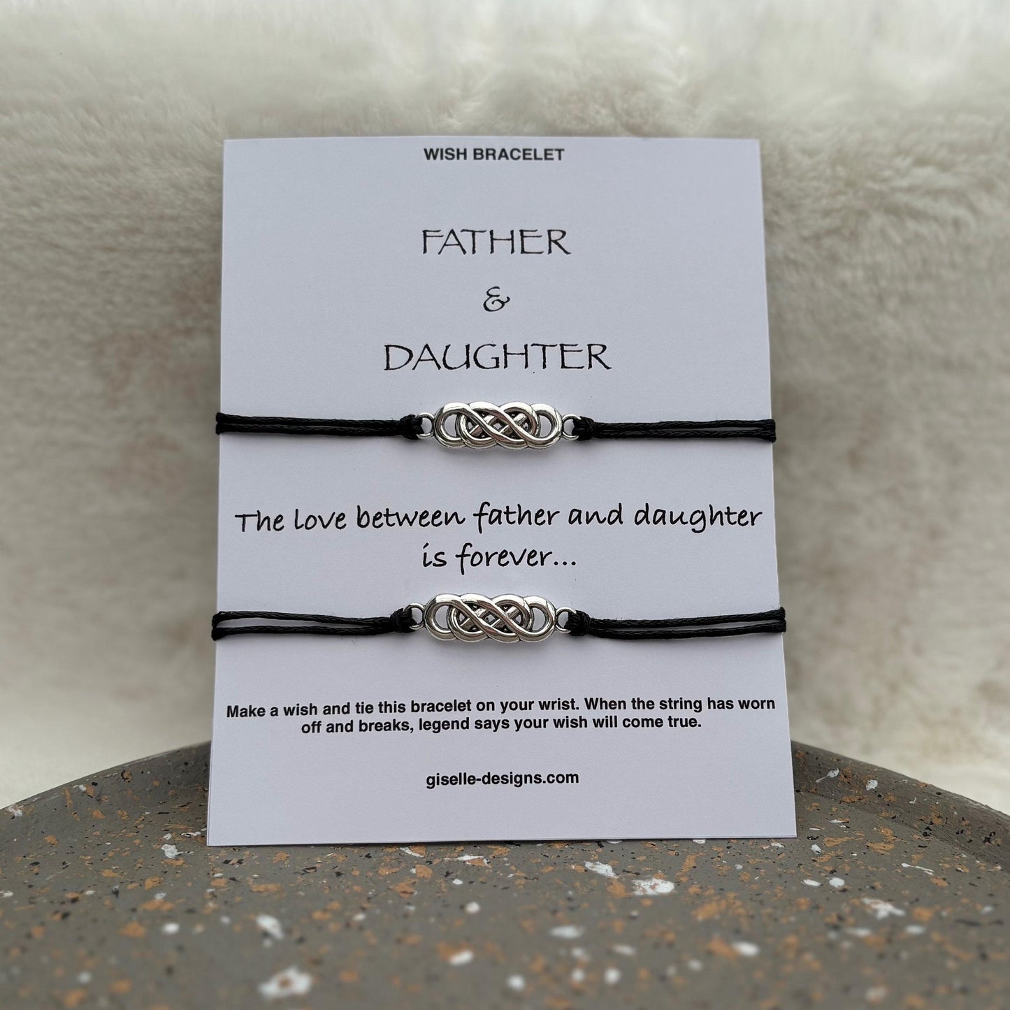Father Daughter Wish Bracelet Set: Infinity Charm, Matching Gift