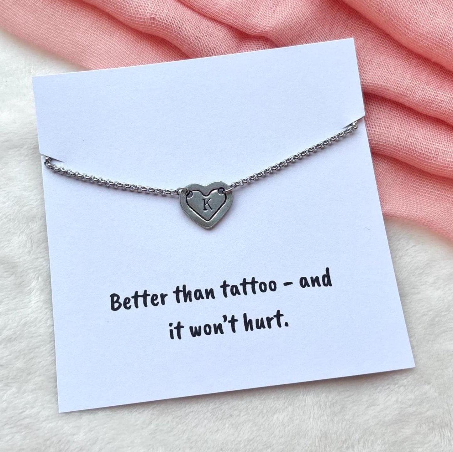 Personalized Heart Pendant Necklace: Initial Charm, Funny Card