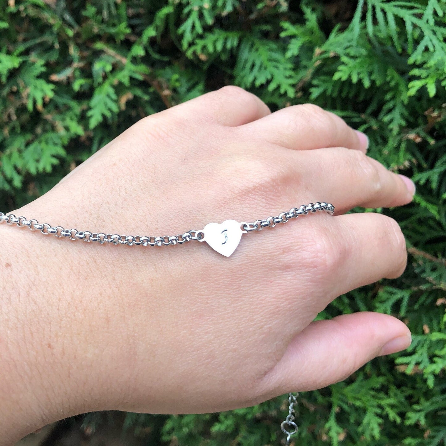 Heart Initial Charm Bracelet